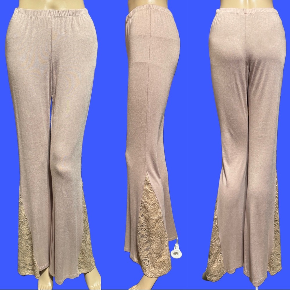 “NEW” 
Cream Flare Pants with Elastic Waistband
